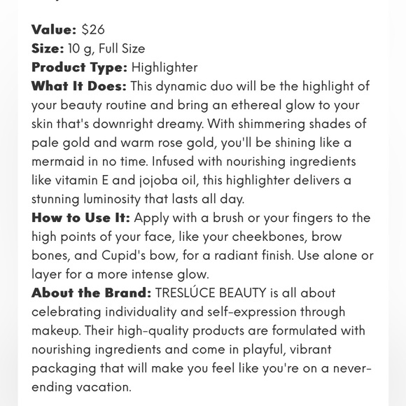 TRESLÚCE BEAUTY
Playa Dreams Duo Highlighter - Picture 4 of 4